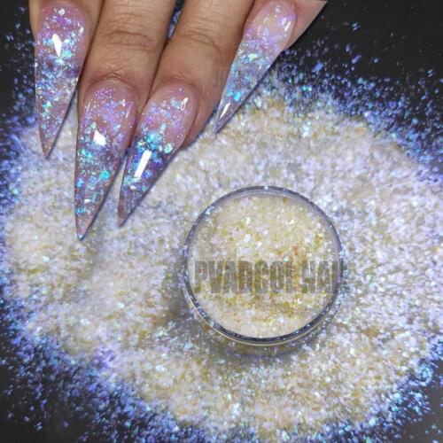 Blue Chunky Glitter Nail Art Iridescent Irregular Flakes Pigment Holographic Acrylic Gel Nails Decoration