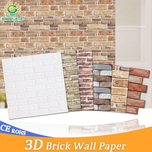 1pc/5pcs 3D Wall Paper Brick Wall Stickers Waterproof DIY Self-Adhesive Decor For Bedroom Kids Room Living Room Wallpaper Paper