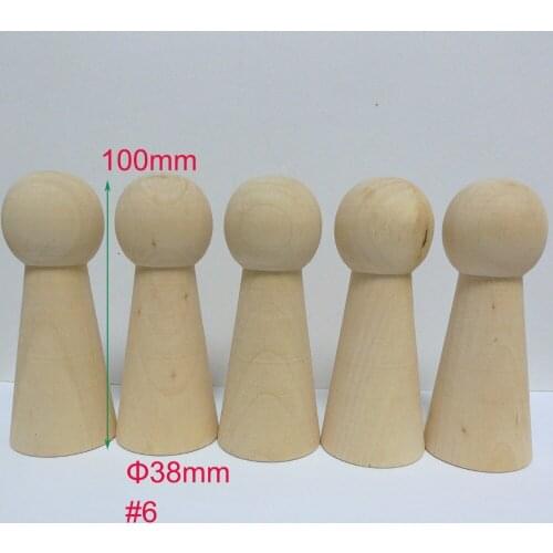 10pcs #6 Unfinished DIY Solid Wooden WOMEN Peg Doll Bodies Supplies
