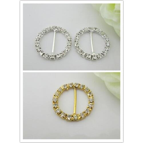 10pcs Round Crystal Diamante Rhinestone Buckle Invitation Ribbon Slider 22mm