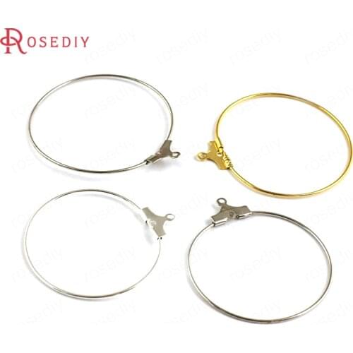 20PCS 22MM 26MM 30MM 35MM 40MM 24K Gold Color Brass Round Circle Earring Connector Earring Loop Diy Accessories Jewelry Findings