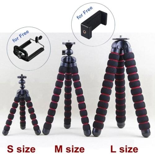 3 Sizes Flexible Sponge Octopus Tripods Tripod Stand Bracket Selfie Monopod With Mount Phone Clip Holder