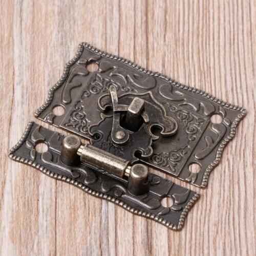 55mmx47mm Vintage Style Latch Wooden Box Hasp Pad Chest Lock Bronze Tone Antique