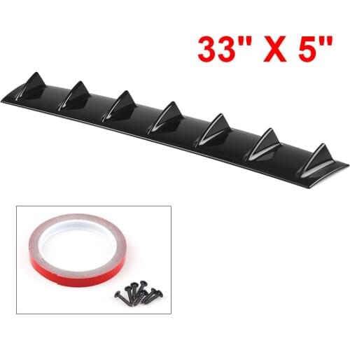ABS Plastic Universal Black Rear Bumper Lip Chassis Diffuser Spoiler 7 Fin Shark Fin Style