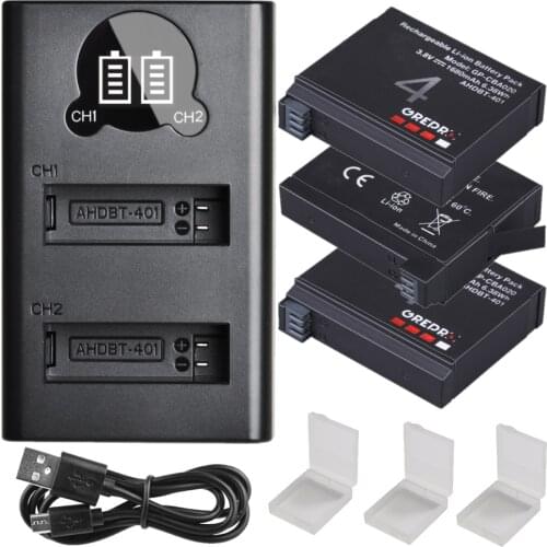 AHDBT-401 Replacement Battery for GoPro Hero 4 Black, Hero4, AHDBT-401, Hero 4 Silver Action Camera Battery