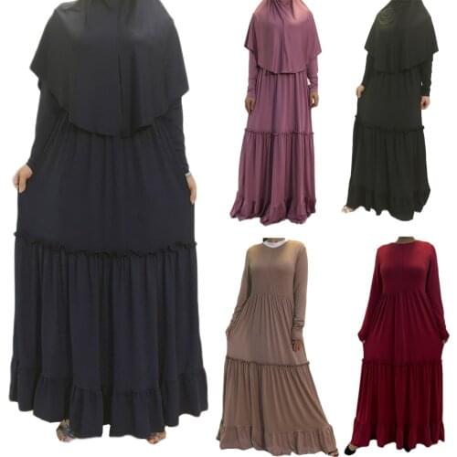 Arab Jilbab Dubai Muslim Abaya Islamic Women Hijab Dress Full Cover Ramadan Maxi Robe Gown Prayer Turkish Elbise Kaftan Moroccan