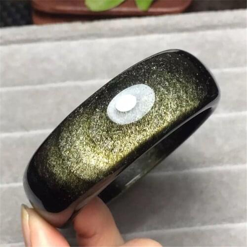 Genuine Natural Gold Obsidian Gold Flash Crystal Gemstone 63mm Woman Bangle Bracelet Fashional Bangle Rare Healing Stone AAAAA
