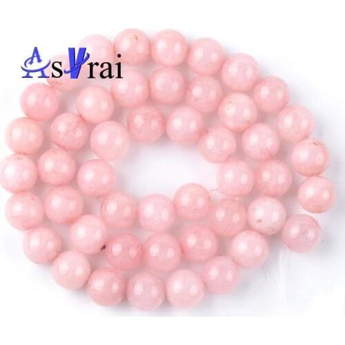 Natural Stone Beads 8mm Pink Jades Chalcedony Round Loose Spacer Beads For Jewelry Making DIY Bracelet Necklace Accessories 15"