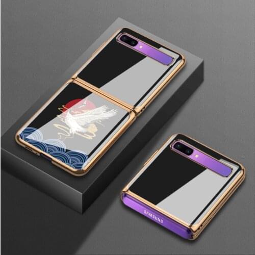 For Samsung Z Flip Case 5g folding f700n protective case f70070 Guochao 5g glass electroplating