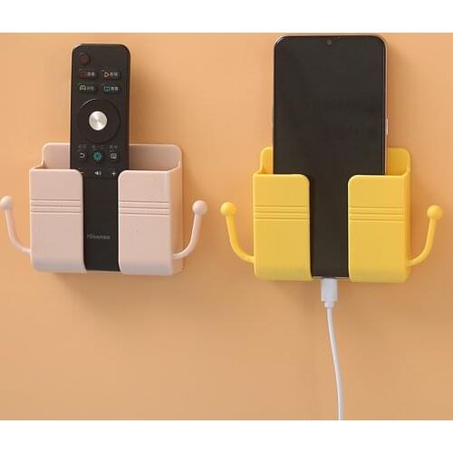 Wall Mounted Storage Box Mobile Phone Plug Charging Holder Rack Remote Control Organizer Multifunction Holder Stand 5 Colors