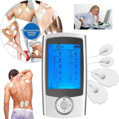 Electric Tens Unit 10 Modes Digital Therapy Machine Electrode Pads Wire Body Massager Pulse Massage Apparatus