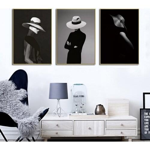 Sexy Black and White Women Oil Canvas Painting Wall Art Poster And Prints Pictures For Living Room Home Cuadros Decor Unframed