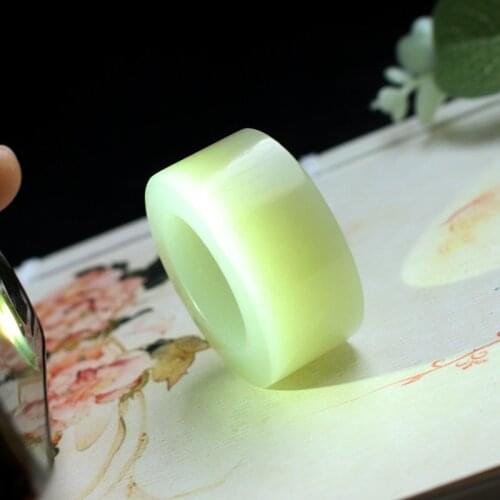 Natural hetian jade ring, handmade sculpture simple jade ring, men party wedding jewelry gift rings for men