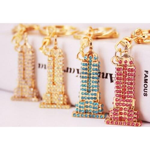 Creative Crafts Colorful Iron Tower Car Key Chain Womens Bag Accessories Metal Pendant Key Ring Gift