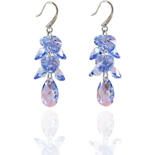 LANFLORA new women White AB Crystal earrings Classic women earrings foreign trade bulk wholesale earrings