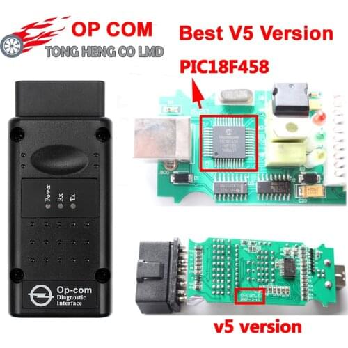 Best OP COM V5 Version OP COM With Real PIC18F458 CAN BUS OBD2 OP-COM V5 For Opel OPCOM Diagnostic-Tool OP-COM
