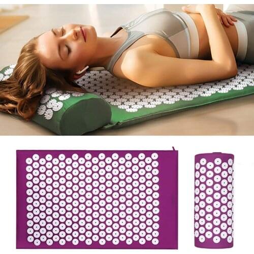 Massage Cushion Yoga Acupressure Mat with Pillow Set for Neck Back Foot Stress Pain Relief Fitness Massage Spiky Pad Acupressure