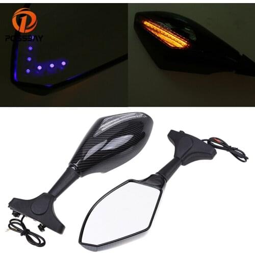POSSBAY Motorcycle Turn Signal Mirrors Cafe Racer Mirrors For Honda Yamaha Suzuki Kawasaki Motorcycle Motorbike Scooter Mirror
