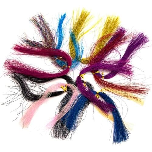 Pack of 10 Fly Fishing Tying Crystal Flash String Jig Hook Rig Flashing Line Snapper for Fishing Lure Dry Flies