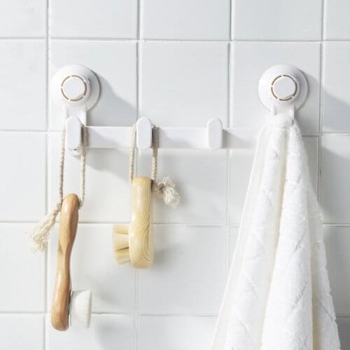 Wall-Mounted Powerful Suction Cup Four Rows Of Hooks Bathroom Toilet Kitchen Four Hooks Seamless Hole-Free Clothes Hooks