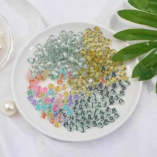 Wholesale 100/200pcs 4x7mm Transparent Acrylic Beads Loose Spacer Letter Beads For Handmade DIY Bracelet Accessories