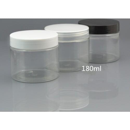 Wholesal 180ml Empty Plastic Cosmetic Jars Clear Container Jar Pot Cream jar Mask Can Round Storage jars With Plastic lids
