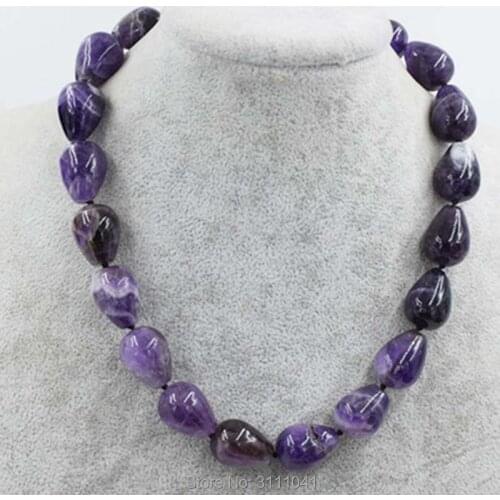 Amethyst drop 15*20mm necklace 18inch FPPJ wholesale beads nature