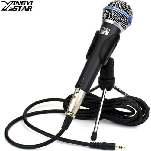 BT58 Professional Dynamic Handheld Tripod Microphone Holder 3.5mm Jack Desktop Mic Stand Clip Mount For Beta58A BETA 58A Karaoke