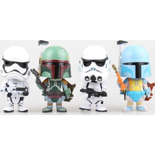 Q Version Star Wars 4 Styles Boba Fett The Storm Troops Imperial Stormtrooper Action Figure Anime Decoration Collection Toys