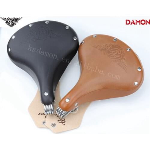 Taiwan Gyes GS-01S Cow Leather Retro Riveted Leisure Bicycle Saddle Comfortable Durable Rail Cycling Bicycle Seat Cushion