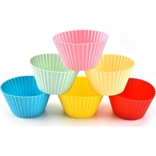 6/12Pcs 7CM Silicone Cupcake Mold Bakeware Cupcake Liner Reusable Muffin Baking Nonstick Moulds Kitchen Accessories Random