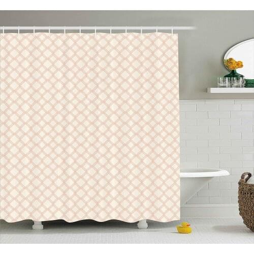 Modern Shower Curtain Geometrical Shapes Hexagonal Stripes Lines and Shapes with White Backdrop Artwork Waterproof Bath Curtains