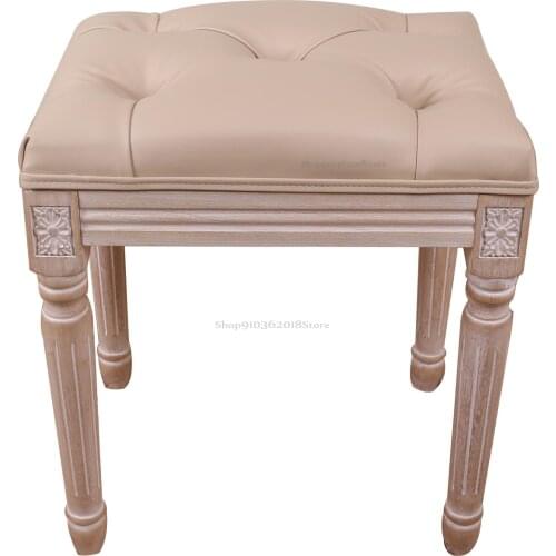 European And American Retro Stools Made Of Old Pull Buckle Solid Wood Door Shoes Stool Leather Cloth Dressing Table Makeup Stool