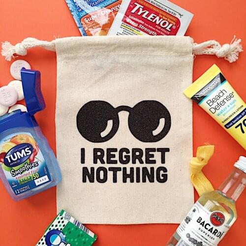 I REGRET NOTHING bag | hangovers kit | bachelorette kit| bachelorette tote | recovery kit | regret nothing bag | bachelor