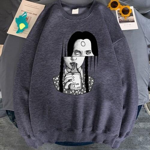 Poisonous Girl Woman Print Sweatshirts Loose Pocket Hoodies Autumn New Mens Hooded Clothes Vintage Kpop Crewneck Hooded Top Mens