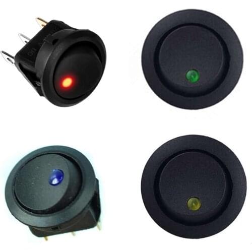 5pcs Waterproof Round Boat Rocker Switch 12V LED Light Toggle Snap in Latching Button On-Off for RV Car Control