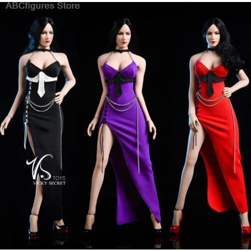 VSTOYS 19XG49 1/6 Scale Sexy Dinner Dress Clothes Fit 12" TBLeague S12D Female Action Figure Body Red/Black/Purple Colors