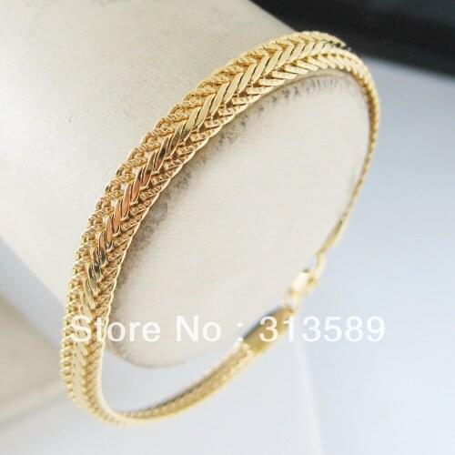ORDER 10$ GET FREE SHIPPING/ NEW GREAT MEN LADY 7.7" - YELLOW GOLD GP OVERLAY FILLED BRASS SNAKE BRACELET/GREAT GIFT