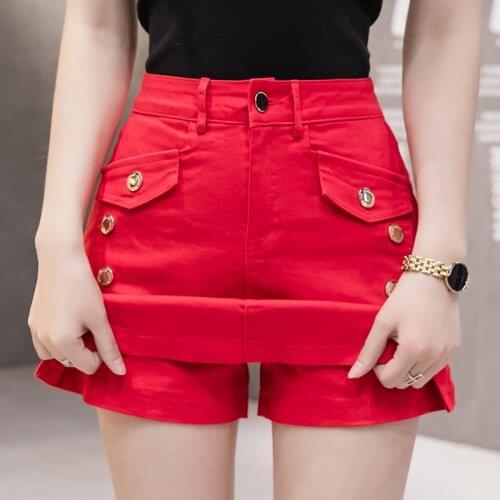 New Fashion Summer Denim Skirt Shorts Women Streetwear Jeans Womens Denim Shorts High Waist Slim Girls Slit Red Shorts Femme