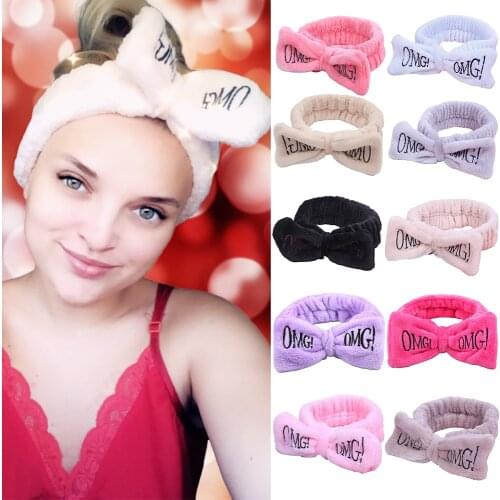 Bandanas Women Headbands omg Makeup Headband for Washing Elastic Velvet Bow Head Wrap Coral Fleece Fashion Girl Hair Accessories