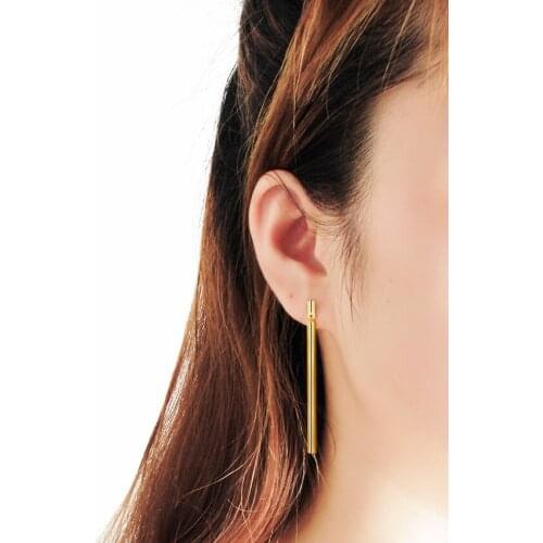 V Attract Fashion Stainless Steel Geometry Gold Strip Drop Earrings Women Charm Boucles D'oreilles Pour Les Femmes