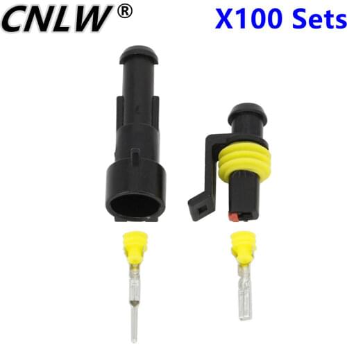 100 Sets 1 Pin AMP 1.5 Connectors,DJ7011-1.5 Waterproof Electrical Wire Connector Plug, Xenon lamp connector Automobile