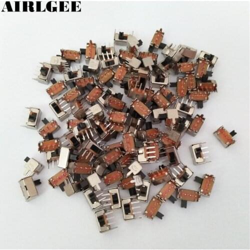 100Pcs AC 250V 3A 2 Position 3Pins SPDT Mini PCB Mount Right Angle Slide Switch