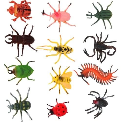 12 Plastic Bugs Insect Scorpion Centipede Model Animals Kids Prank Joke Toy