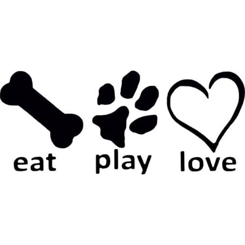 17*7.2cm Eat Play Love Bone Car Stickers Funny Heart Paw Dog On Board Car Decal Vinyl Sticker New Style Hot
