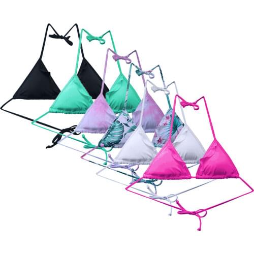 Womens Black Bikini Top Triangle Bikini Set Sexy Gril Cut Out Swimwear White Swimsuit Brazilian Flounce Beach Suit