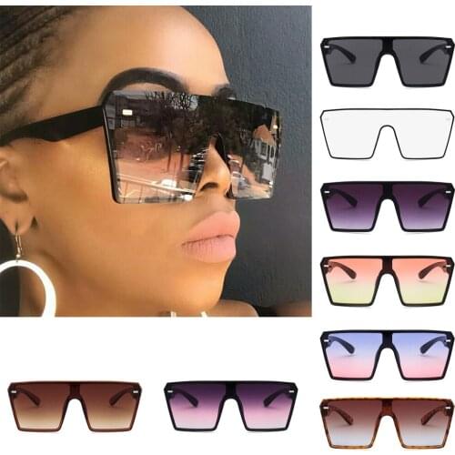 2021 Fashion Oversized Square Sunglasses Retro Gradient Big Frame Sun Glasses For Women One Piece Gafas Shade Mirror Clear Lens