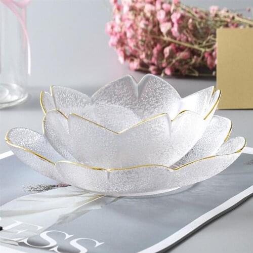 3pcs/Set Transparent Glass Salad Fruit Mixing Bowl Dessert Snack Dish Food Storage Container Kitchen Tableware