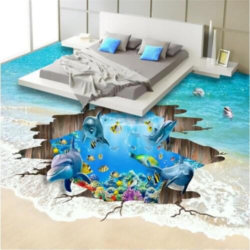 Beibehang Large Custom Flooring Beach 3D Seabed Fracture Underwater World Stereo Effect Flooring 3d wallpaper