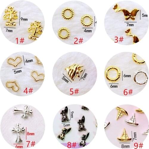 50pcs/pack Japan 3D Nail Art Decorations Metal Nail Accessories Kawaii Butterfly Heart Nail Parts DIY Charm Alloy Nail Supplies